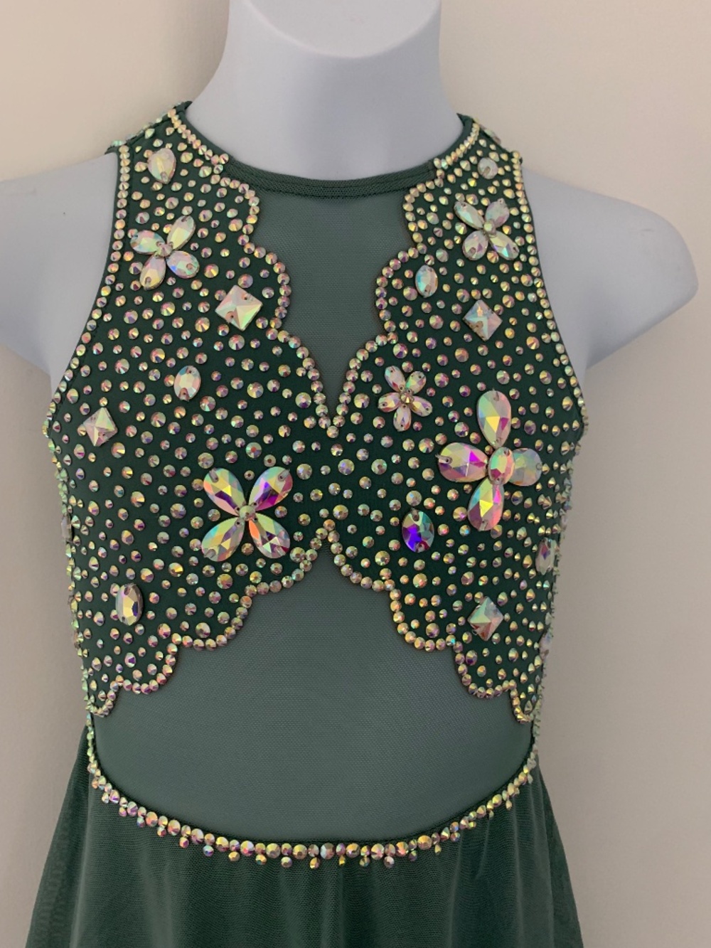 Sage Green Rhinestone Dance Dress: Child Size 6/6X - Picture 8 of 8
